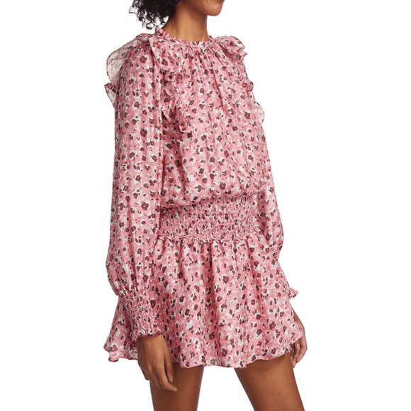 Ramy Brook NWT Penelope Silk Blend Ruffle Dress in Pink Size S - Picture 1 of 12